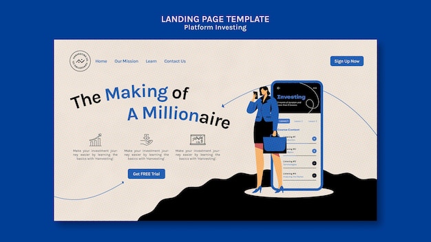 Free PSD platform investing landing page