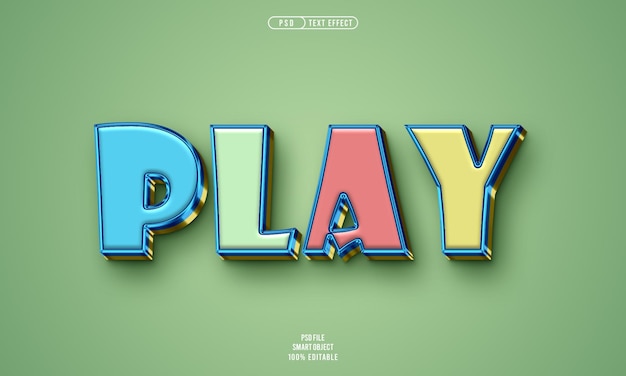 Free PSD play 3d editable text effect