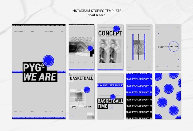 Free PSD play basketball concept instagram stories