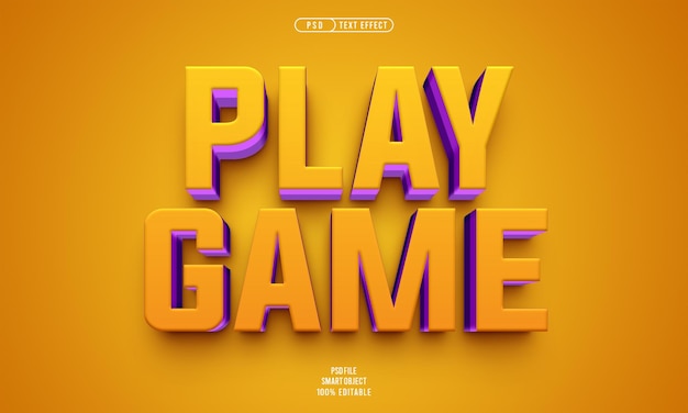 Free PSD play game 3d editable text effect