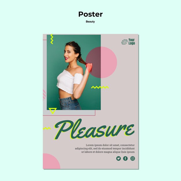 Pleasure and beauty concept poster template