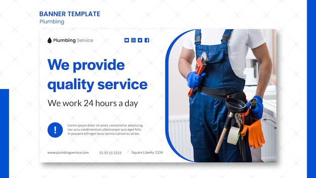 Plumbing quality service banner template