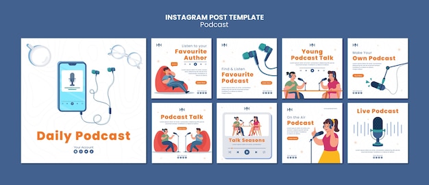 Podcast on air instagram posts template