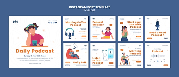 Free PSD podcast on air instagram posts template