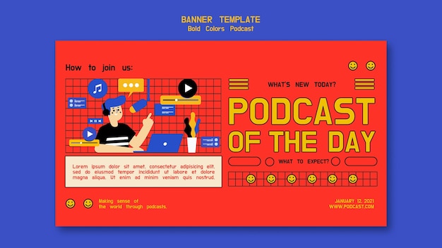 Free PSD podcast horizontal banner template