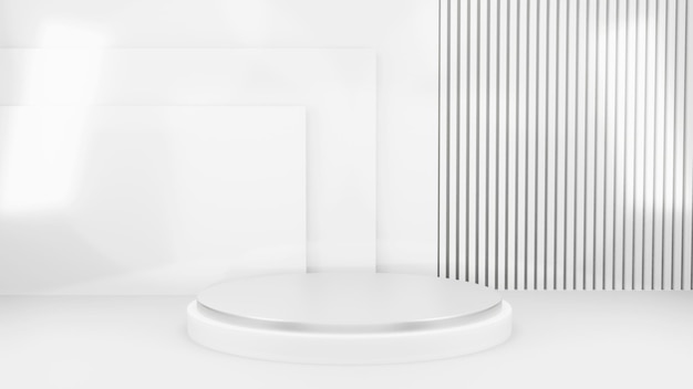 Podium in abstract white composition for product presentation 3d render 3d illustration