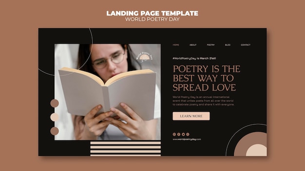 Free PSD poetry day landing page