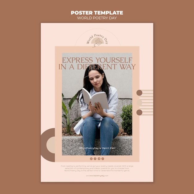 Poetry day print template with photo