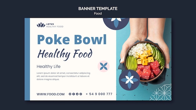 Free PSD poke bowl meal banner design template