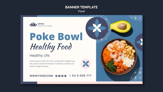 Free PSD poke bowl meal banner design template