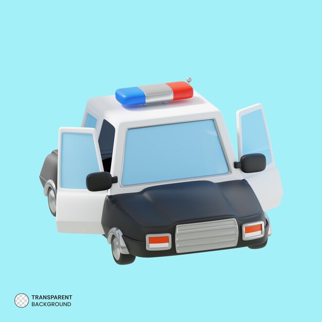 Free PSD police car icon isolated 3d render illustration