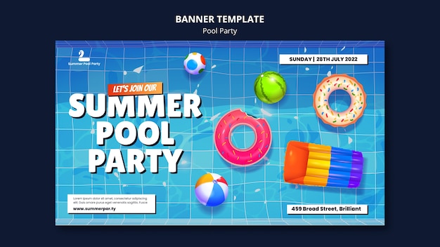 Free PSD pool party banner design template