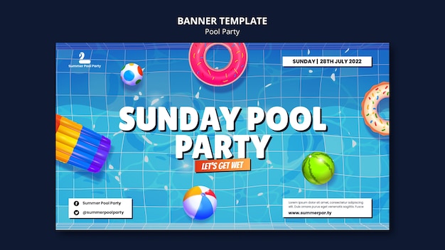 Free PSD pool party banner design template