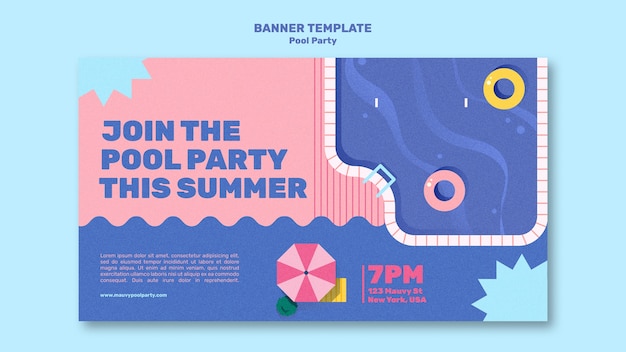 Free PSD pool party banner design template