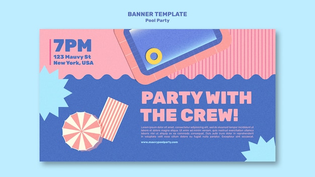 Free PSD pool party banner design template