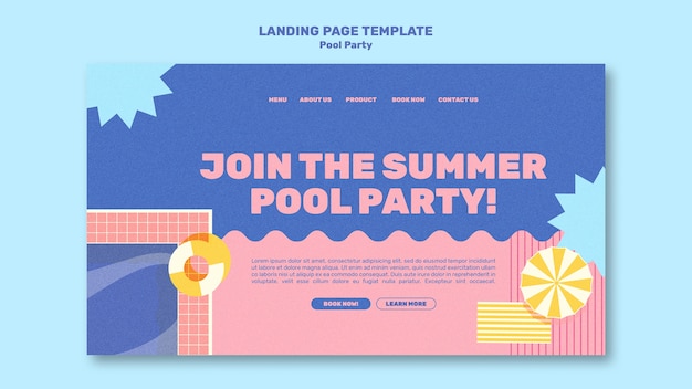 Free PSD pool party landing page design template