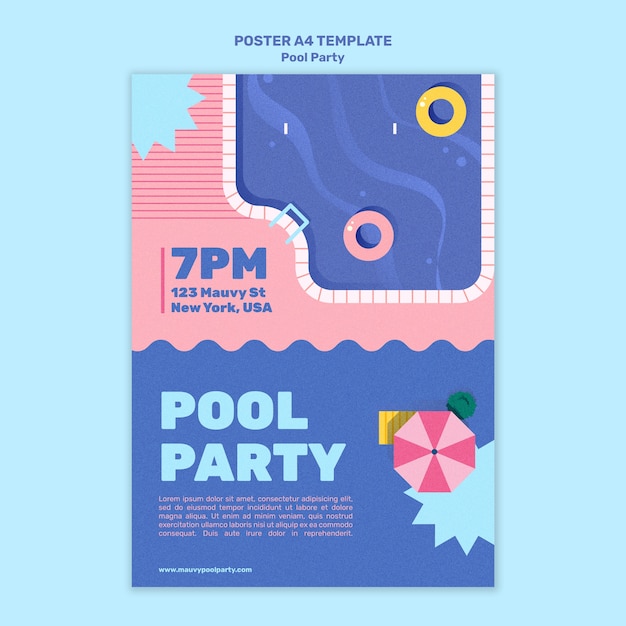 Pool party poster design template