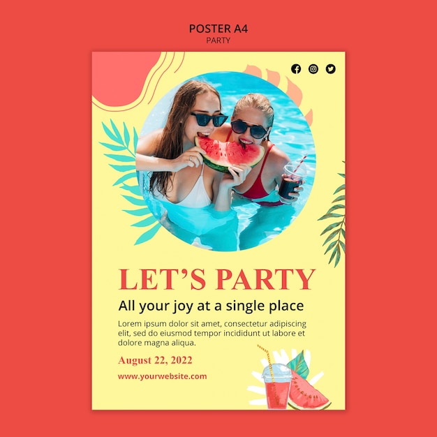 Pool party poster template design