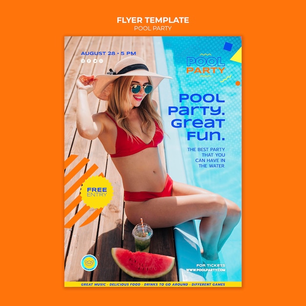 Free PSD pool party print template