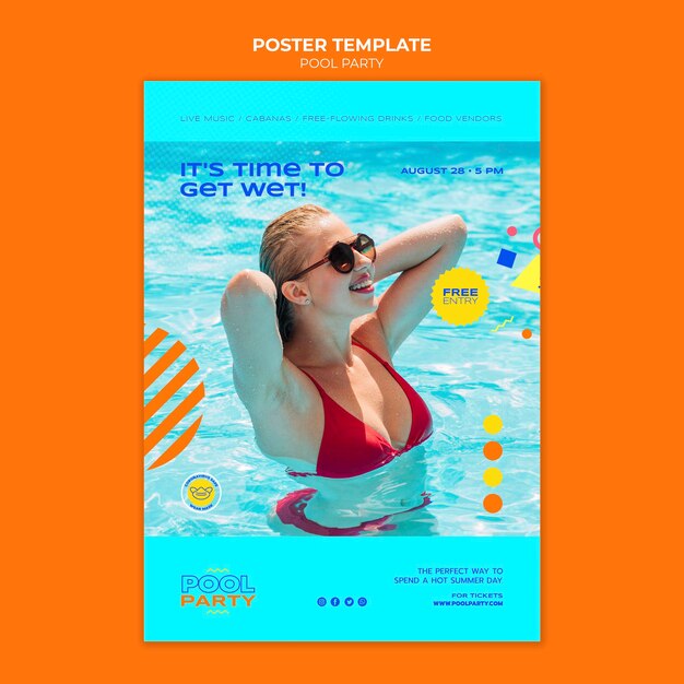 Pool party print template