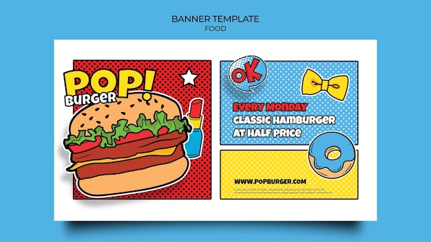 Free PSD pop art food banner template