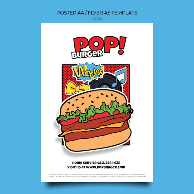 Free PSD pop art food print template