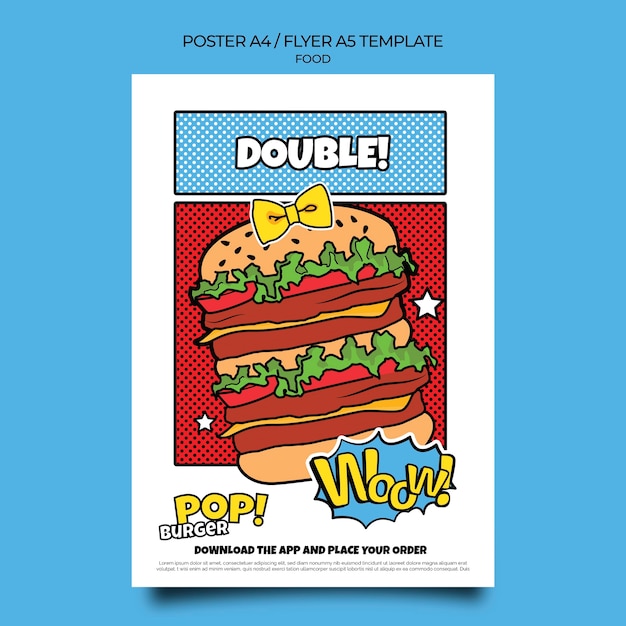 Free PSD pop art food print template