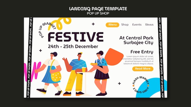 Free PSD pop up shop landing page template