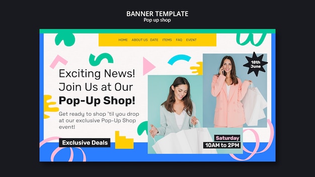 Free PSD pop up shop landing page template