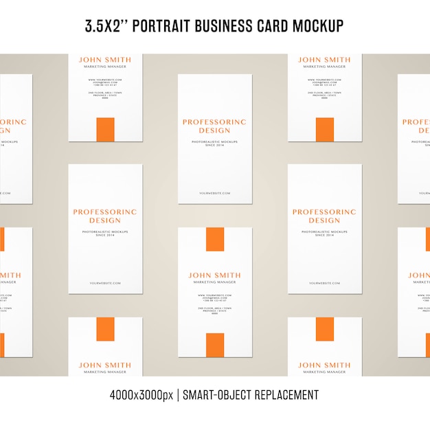 Free PSD portrait business card mockup