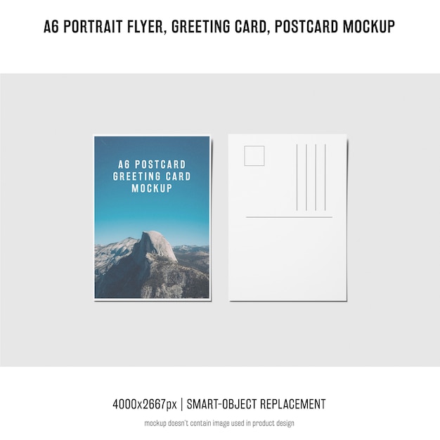 Free PSD portrait flyer, postcard, greeting card mockup