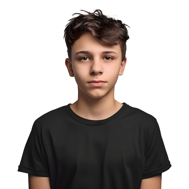 Free PSD portrait of a handsome young man in black t shirt isolated on white background