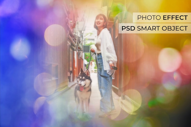 Free PSD portrait of person with bokeh effect