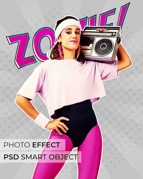 Free PSD portrait of person with comic effect