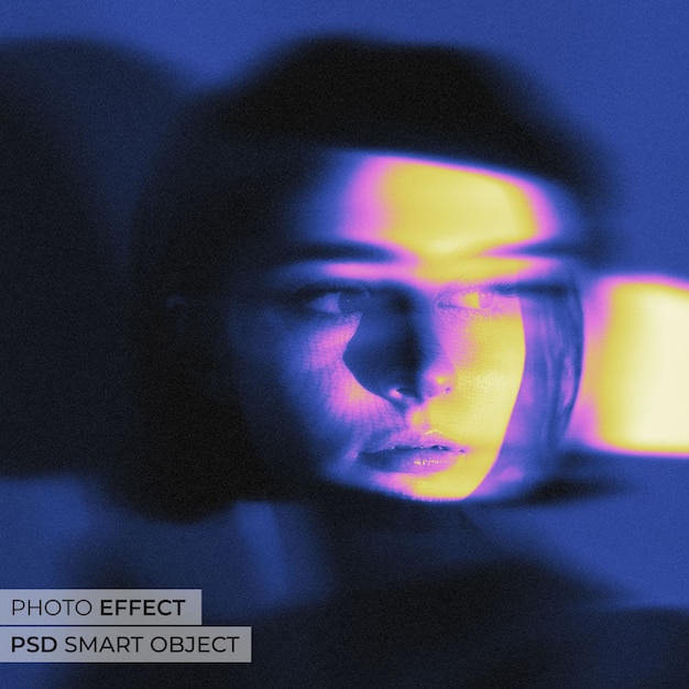 Free PSD portrait of person with displaced color effect