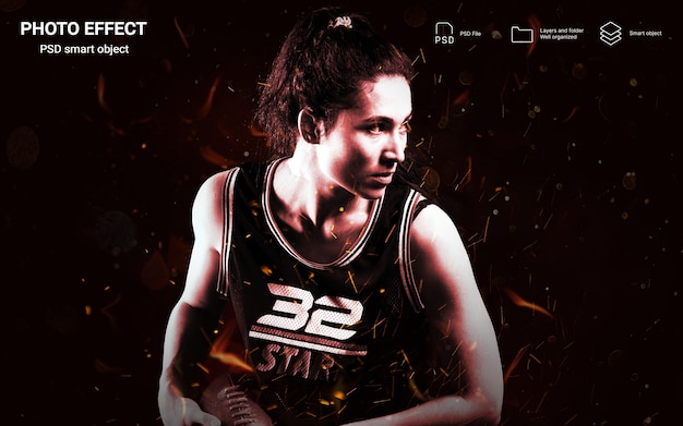 Free PSD portrait of person with sport effect