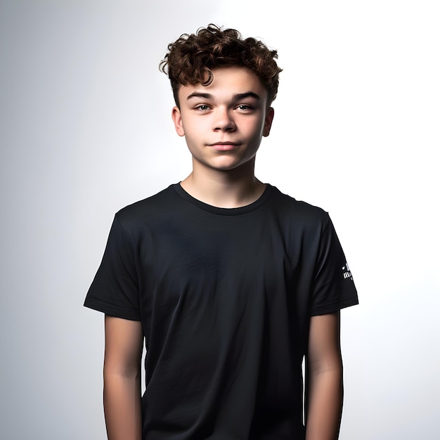 Free PSD portrait of a teenage boy in a black t shirt