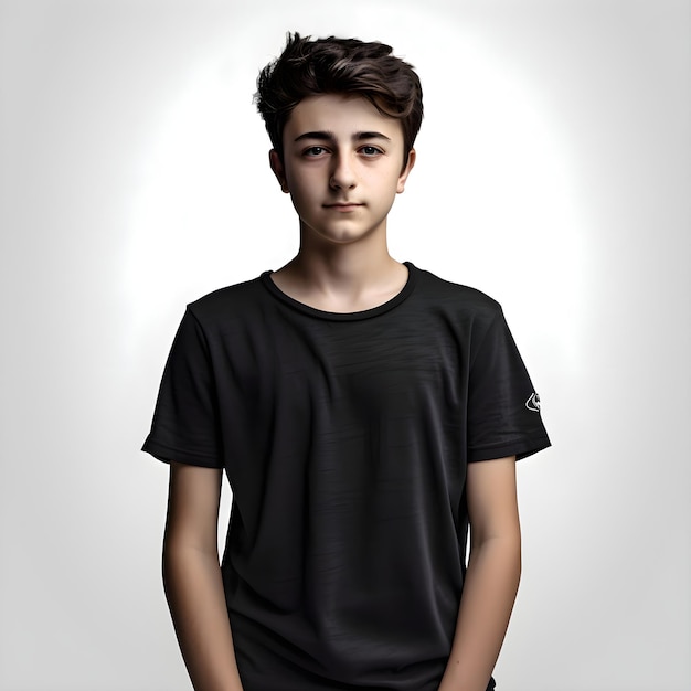 Free PSD portrait of a teenage boy in a black t shirt