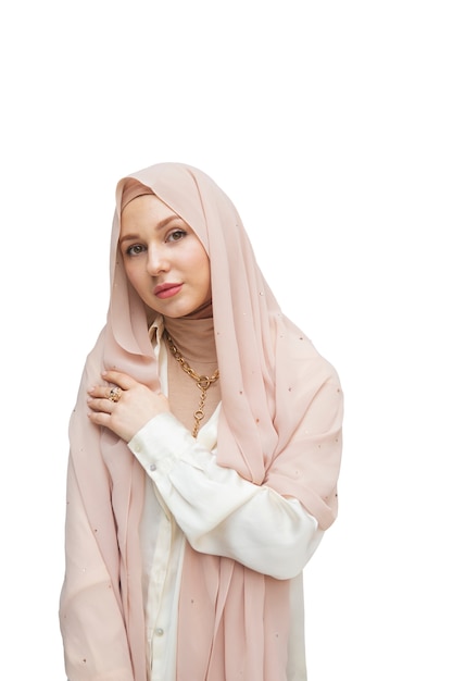 Free PSD portrait of woman wearing hijab