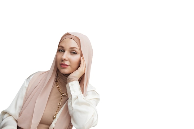 Free PSD portrait of woman wearing hijab