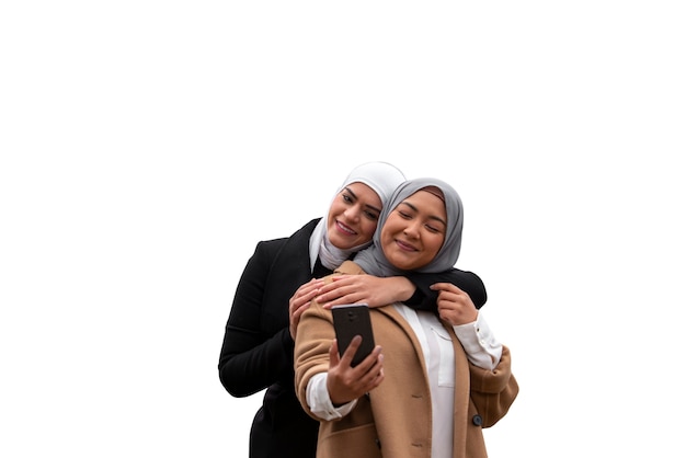 Free PSD portrait of women wearing islamic hijab