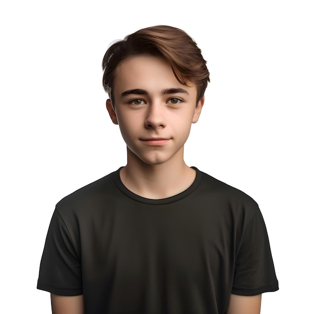 Free PSD portrait of young man in black t shirt isolated on white background