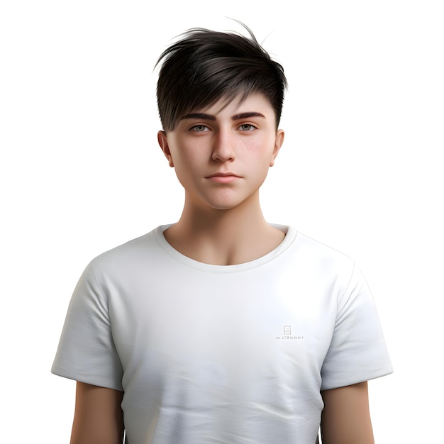 Free PSD portrait of a young man in a white t shirt isolated on white background