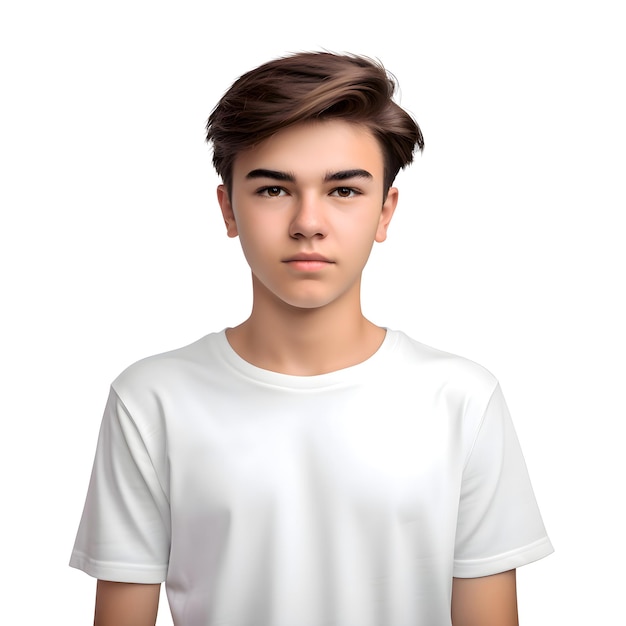 Free PSD portrait of a young man in a white t shirt on a white background