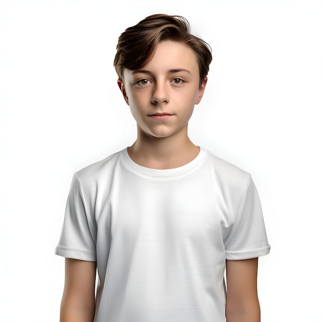 Free PSD portrait of a young man in a white t shirt on a white background