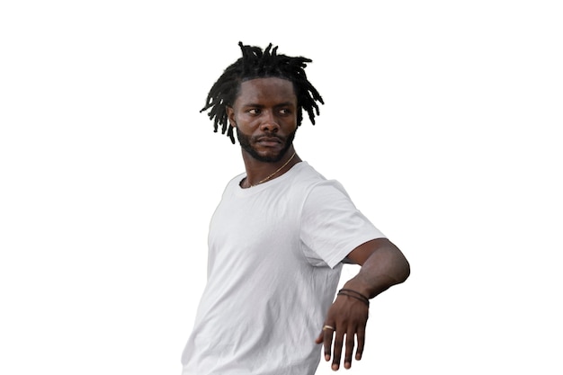 Free PSD portrait of young man with afro dreadlocks hairstyle