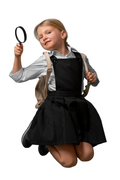 Portrait of young school girl in uniform