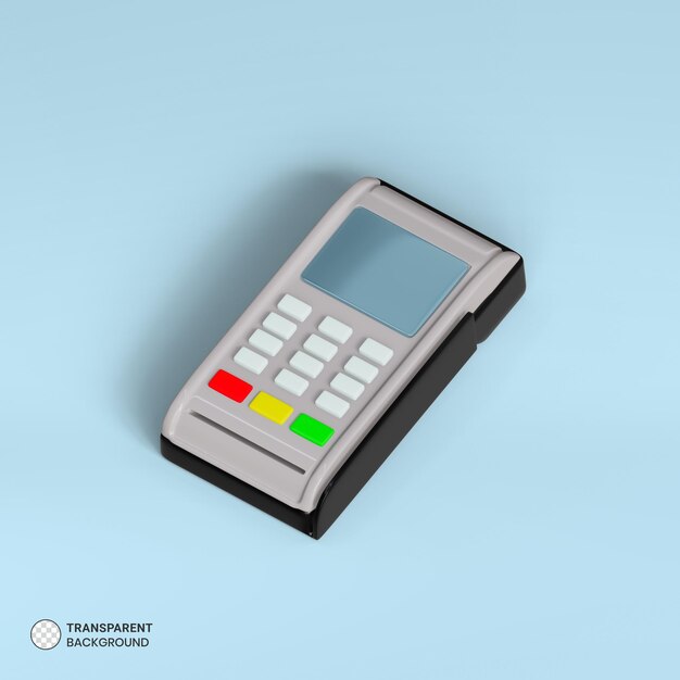 Free PSD pos machine payment terminal icon isolated 3d render illustration