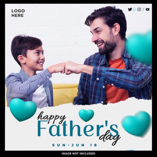 Free PSD post fathers day template design in portuguese feliz dia dos pais