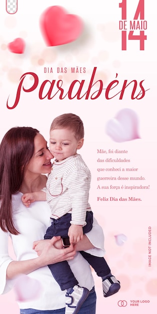 Free PSD post social media template for mother's day celebration dia das maes in brazil